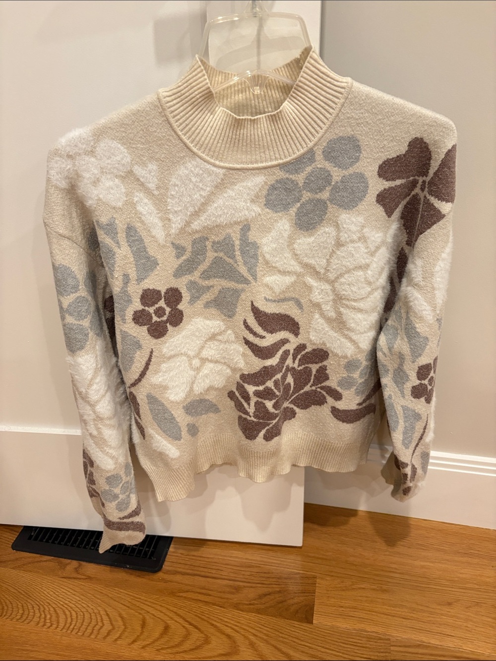 Truth Floral Turtleneck Sweater in Cream, Taupe & Light Blue